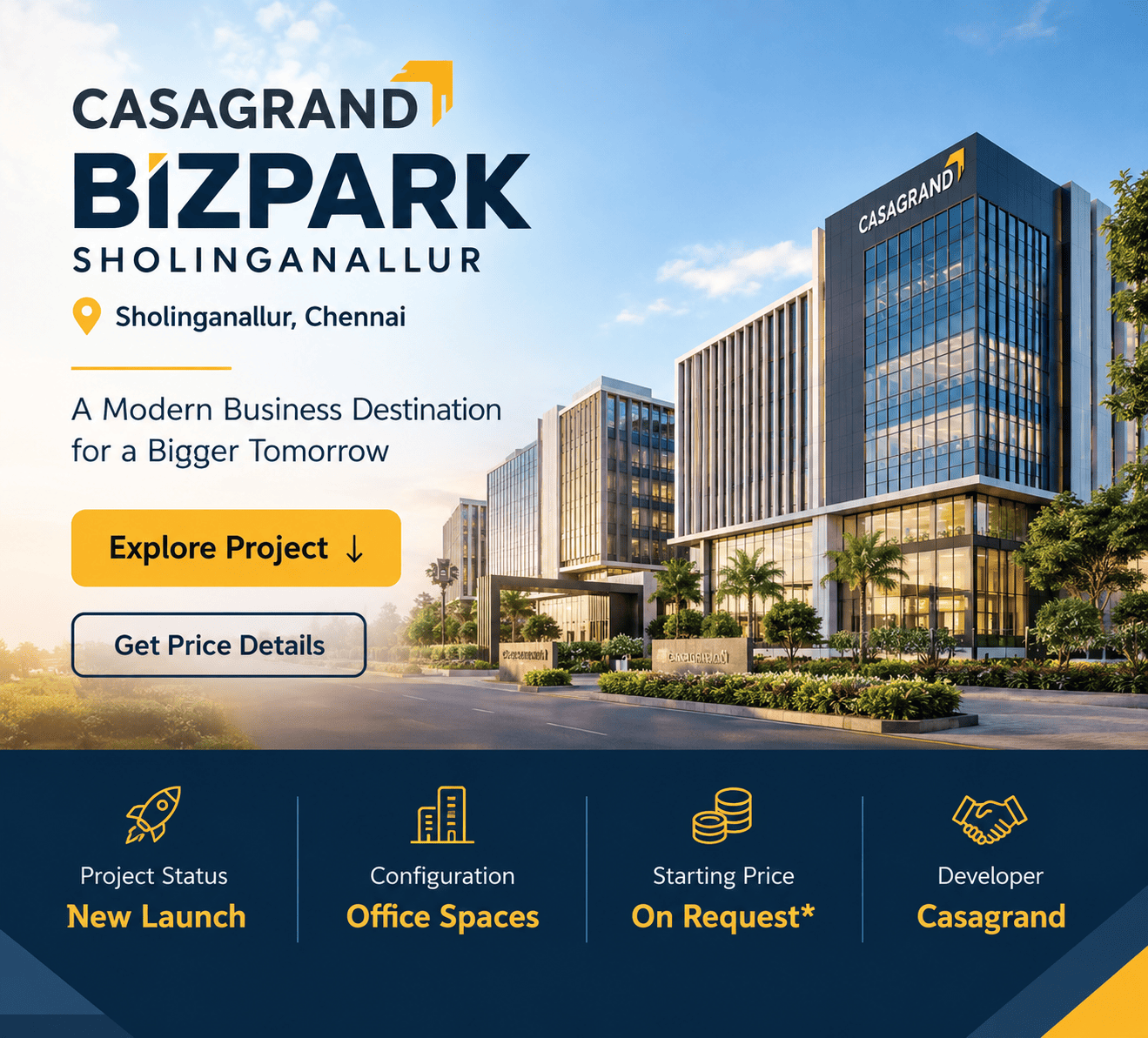 Casagrand Bizpark Sholinganallur premium commercial office spaces Chennai