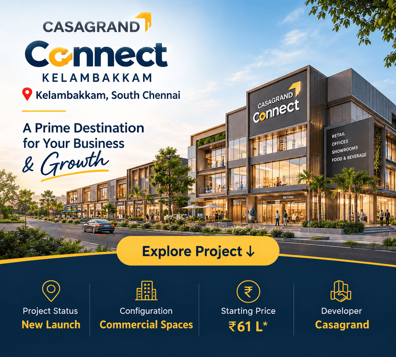 Casagrand Connect Kelambakkam premium commercial spaces Chennai