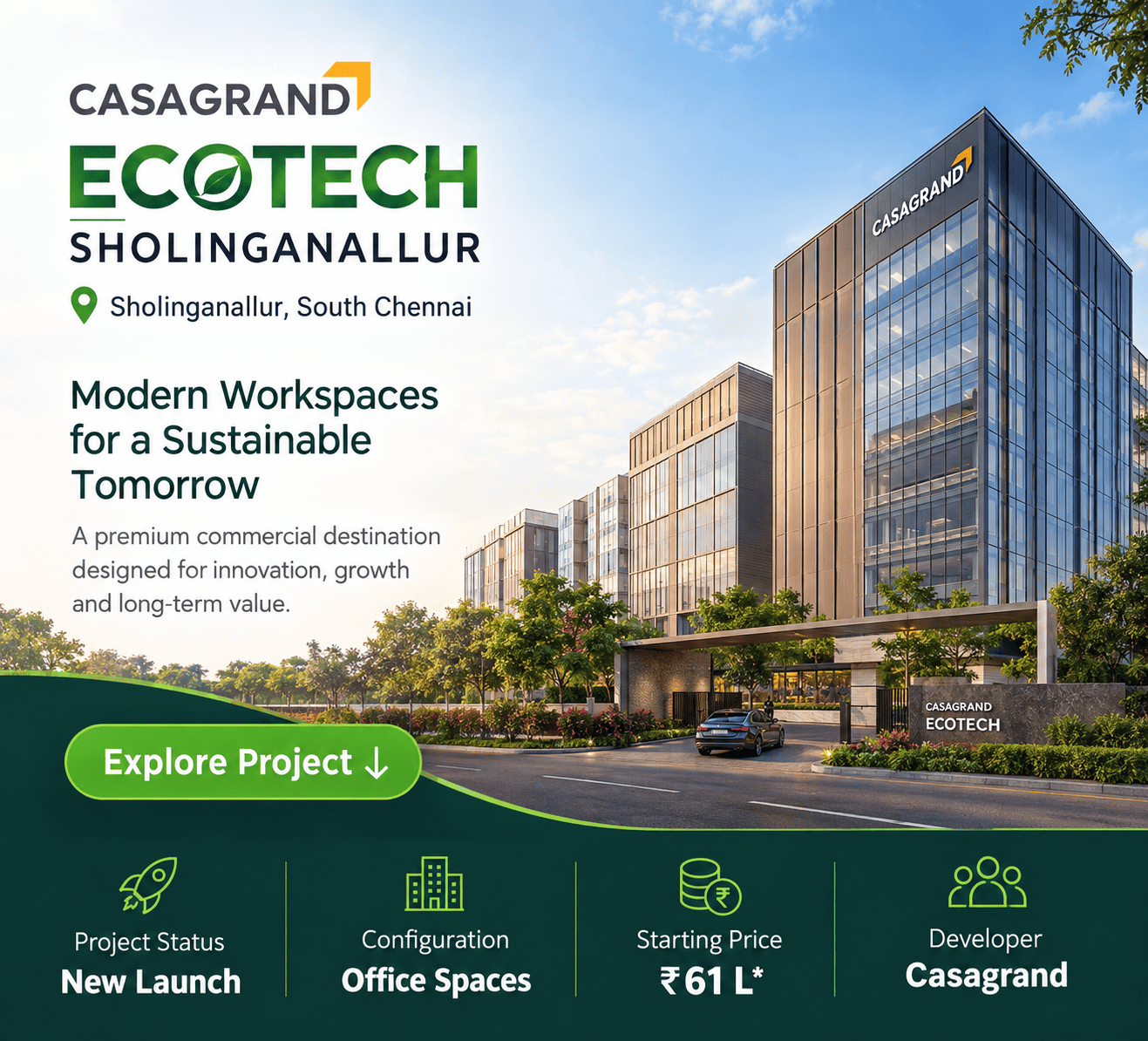 Casagrand Ecotech Sholinganallur premium office spaces Chennai