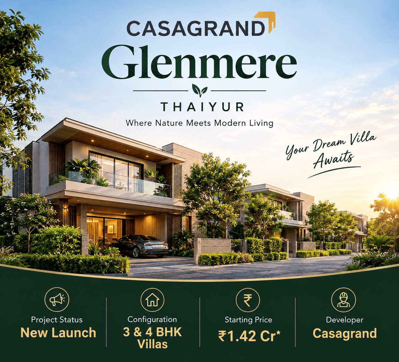 Casagrand Glenmere Thaiyur premium residential villas Chennai