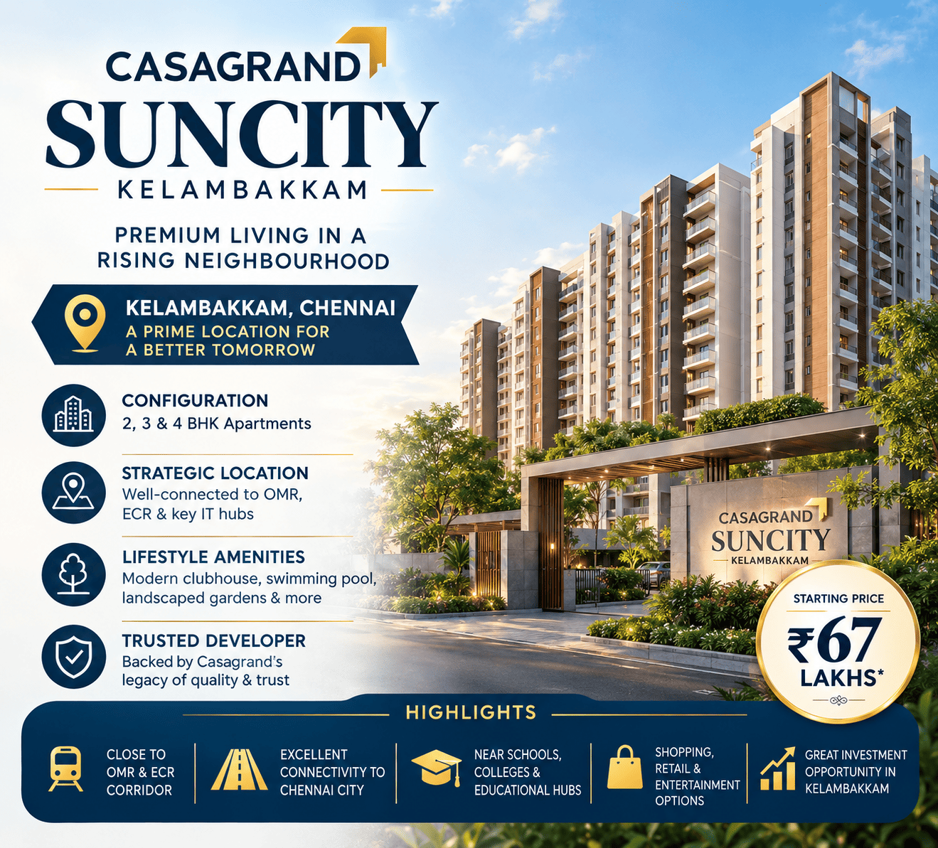 Casagrand Suncity Kelambakkam premium apartments Chennai