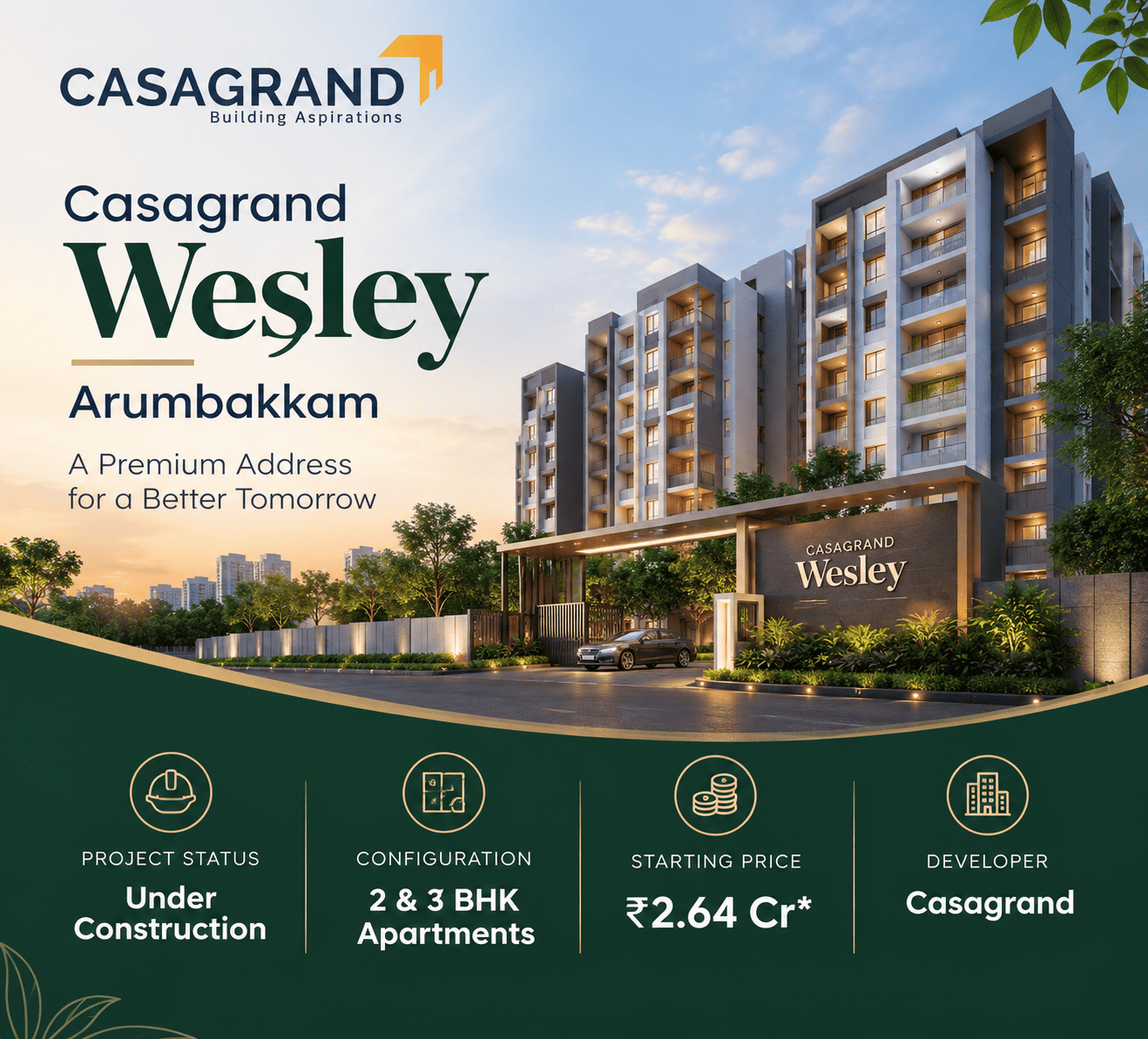 Casagrand Wesley Arumbakkam premium apartments Chennai