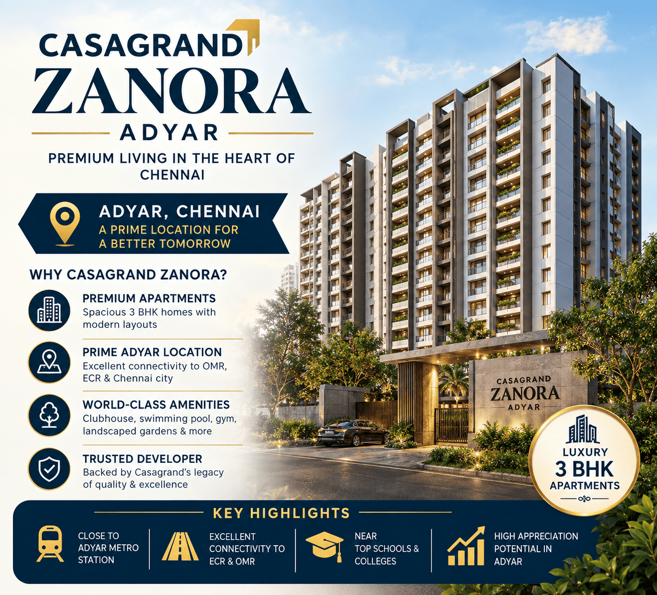 Casagrand Zanora Adyar premium apartments Chennai